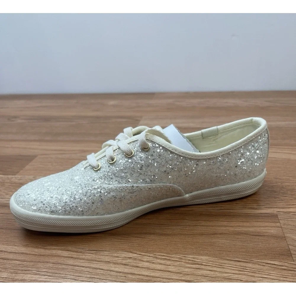 Keds Champion Glitter Lace Up Women's Sneakers Size 6.5 Cream NEW‎